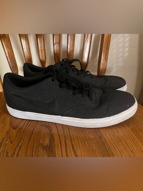 Size 11.5- Nike SB Check Solar Canvas Black Mens Skate Shoes Sneakers